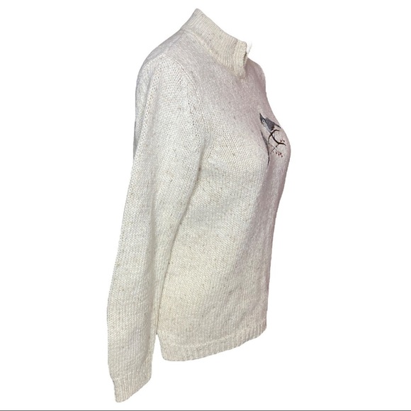 Woolrich Sweater Bird Motif Deep Ecru Heather Size XSP - Picture 5 of 10